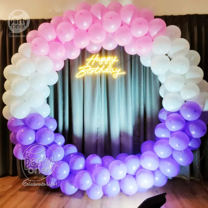 birthday Simple pink white and purple ring balloon decorations